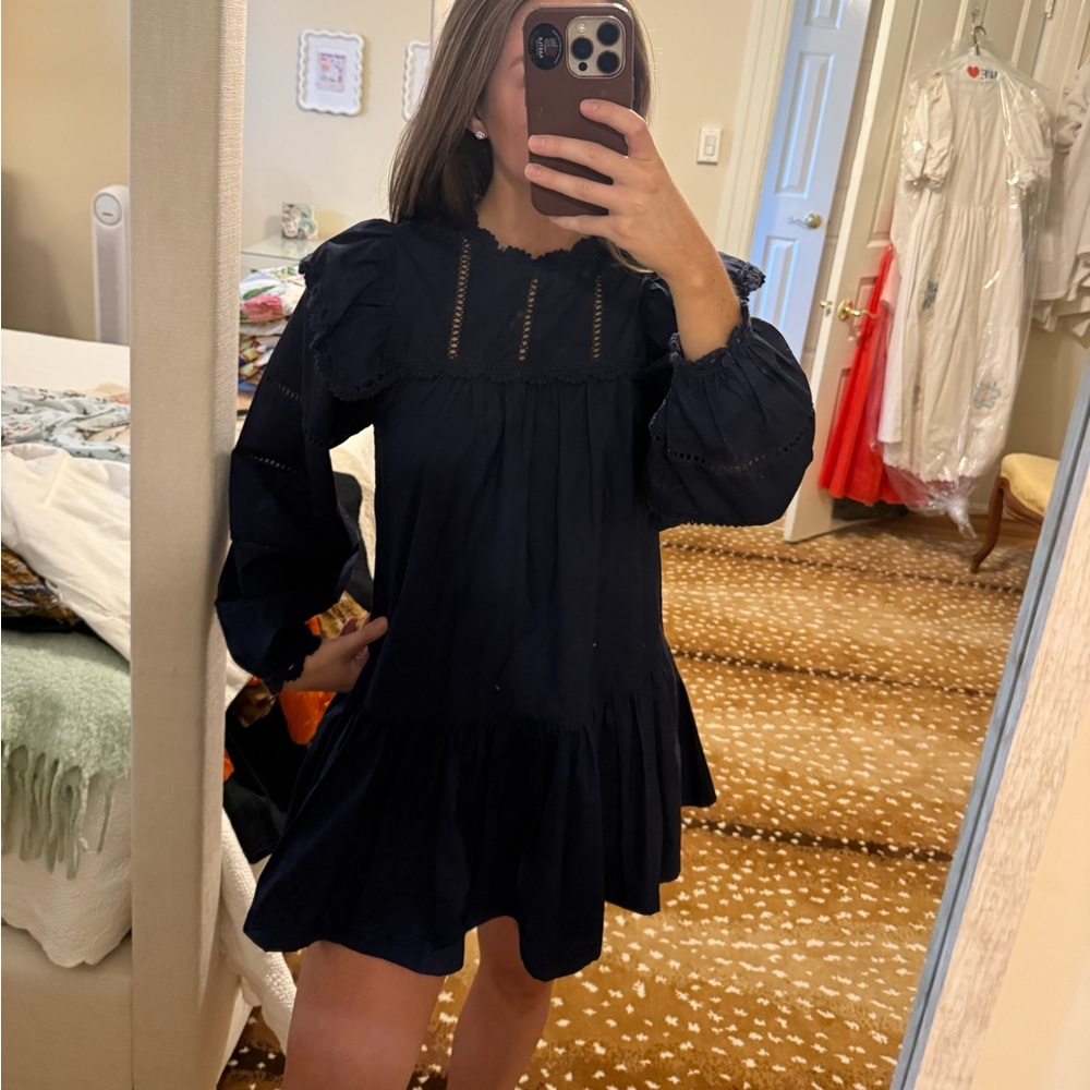 Sea New York Navy Crochet Trim Dress